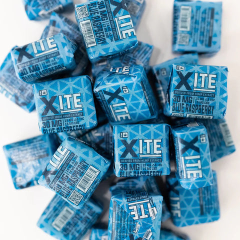 XITE D9 BLUE RAZZ CHEWS 150MG Pouch