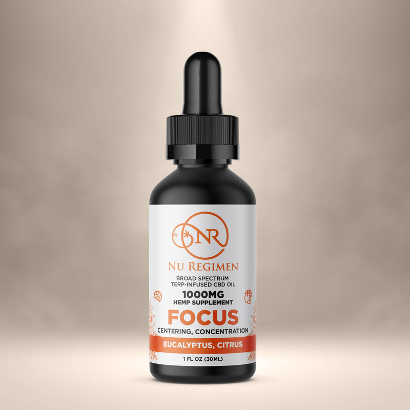 Nu Regimen Focus CBD Tincture – 1000mg Hemp Extract Oil with Eucalyptus & Citrus